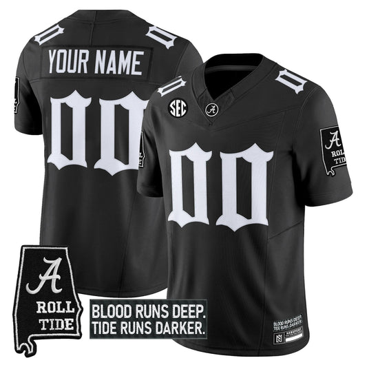 Custom Alabama Crimson Tide Jersey Gothic Bama Blood Edition Stitched Black by NCAA Football Jersey