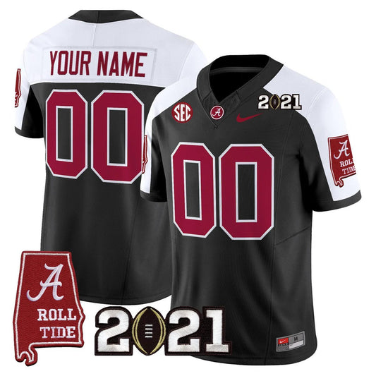Custom Alabama Crimson Tide Jersey 2021 CFP Championship Alabama Map Black Alter by My Store NCAA Football Jerseys