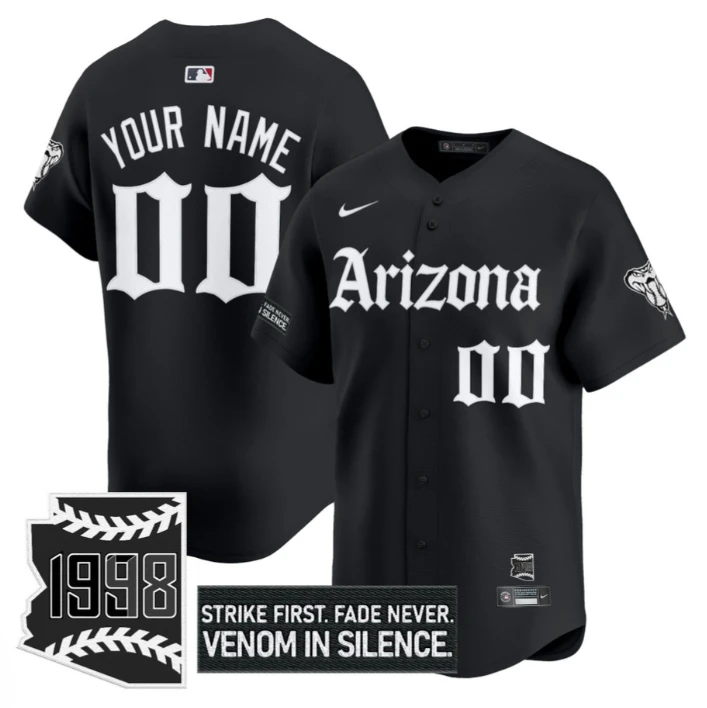 Custom Arizona Diamondbacks Jersey Gothic Desert Fang Edition Stitched Black by My Store