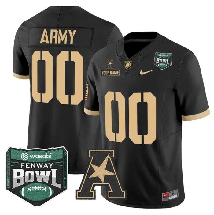 Custom Army Black Knights Jersey 2025 Fenway Bowl Patch Vapor Stitched Black by NCAA Football Jersey