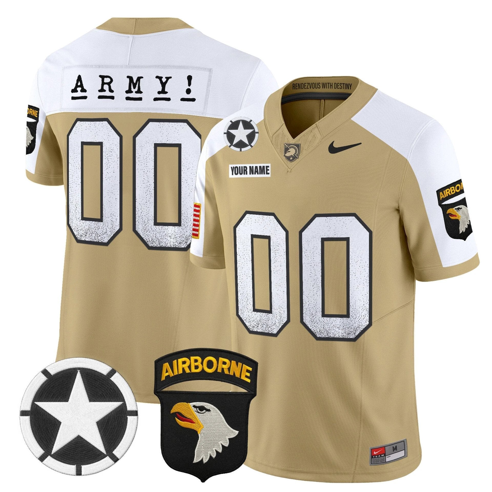 Custom Army Black Knights Jersey 2025 Screaming Eagles Stitched Tan Alter by My Store NCAA Football Jerseys