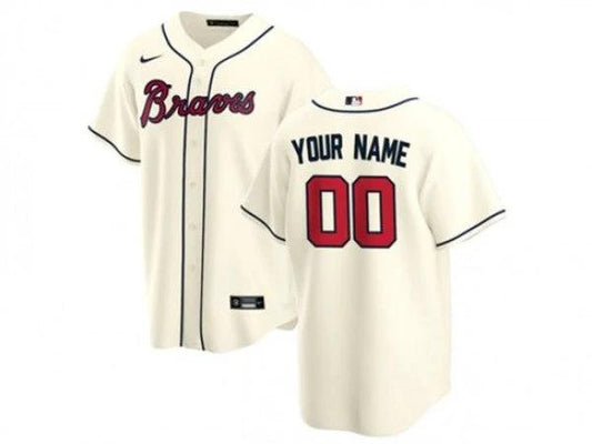 Custom Atlanta Braves Cream Cool Base Jersey by My Store