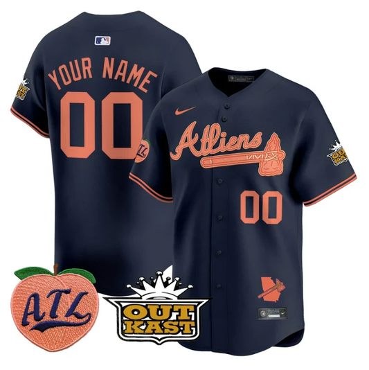 Custom Atlanta Braves Jersey Atliens Peach Vapor Premier Limited Stitched by My Store