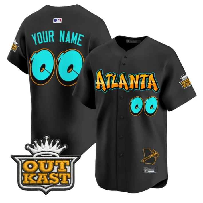 Custom Atlanta Braves Jersey Graffiti A-Town Edition Limited Stitched Black by My Store