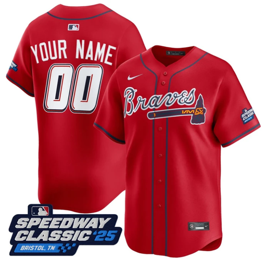 Custom Atlanta Braves Jersey Name, Number Speedway Classic Stitched Red by My Store