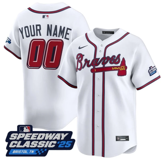 Custom Atlanta Braves Jersey Name, Number Speedway Classic Stitched White by My Store