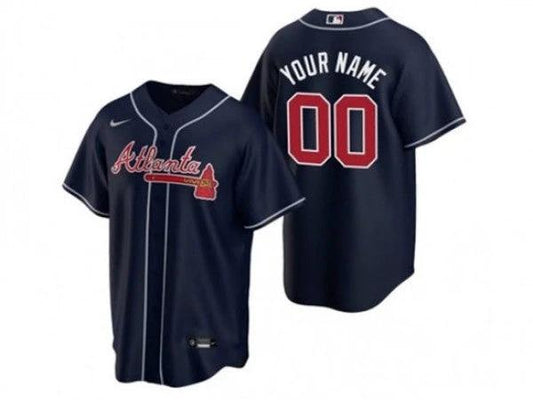 Custom Atlanta Braves Navy Alternate Cool Base Jersey by My Store