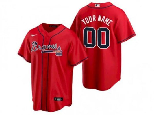 Custom Atlanta Braves Red Alternate Cool Base Jersey by My Store