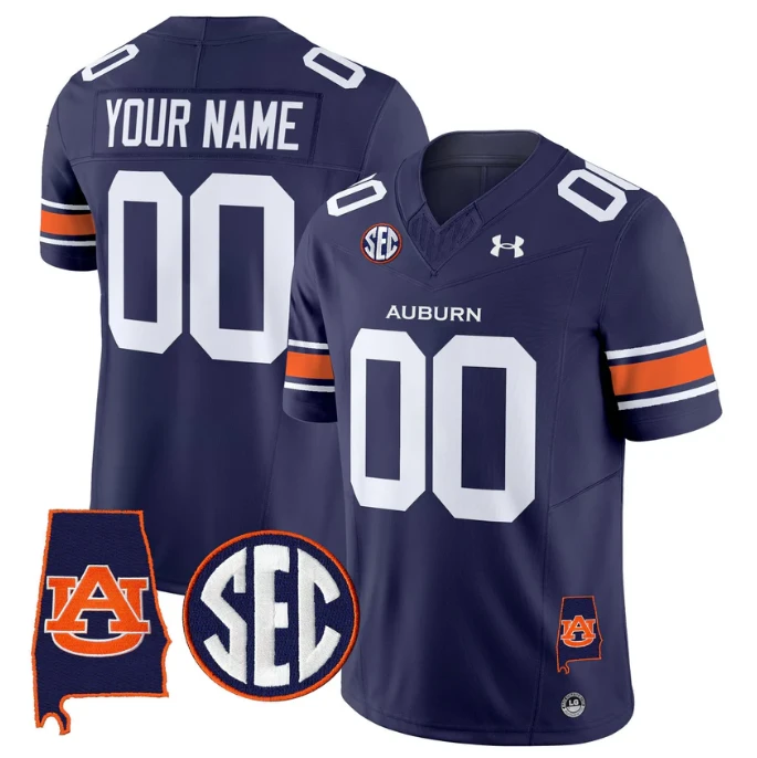 Custom Auburn Tigers Jersey Name, Number 2025 Alabama Patch Stitched Navy by My Store NCAA Football Jerseys