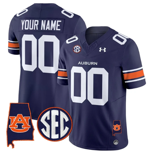 Custom Auburn Tigers Jersey Name, Number 2025 Alabama Patch Stitched Navy by My Store NCAA Football Jerseys