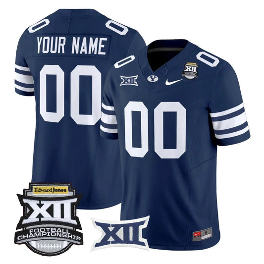Custom BYU Cougars Jersey 2025 Big 12 Championship Vapor Stitched Navy by NCAA Football Jersey