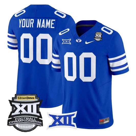 Custom BYU Cougars Jersey 2025 Big 12 Championship Vapor Stitched Royal by NCAA Football Jersey