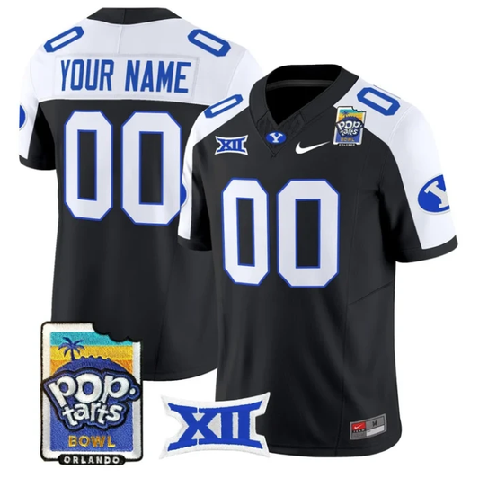Custom BYU Cougars Jersey Name, Number 2025 Pop-Tarts Patch Stitched Black Alternate by NCAA Football Jersey