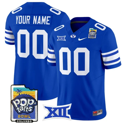 Custom BYU Cougars Jersey Name, Number 2025 Pop-Tarts Patch Stitched Royal by NCAA Football Jersey