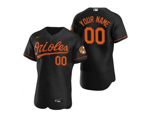 Custom Baltimore Orioles Flex Base Jersey Black by My Store