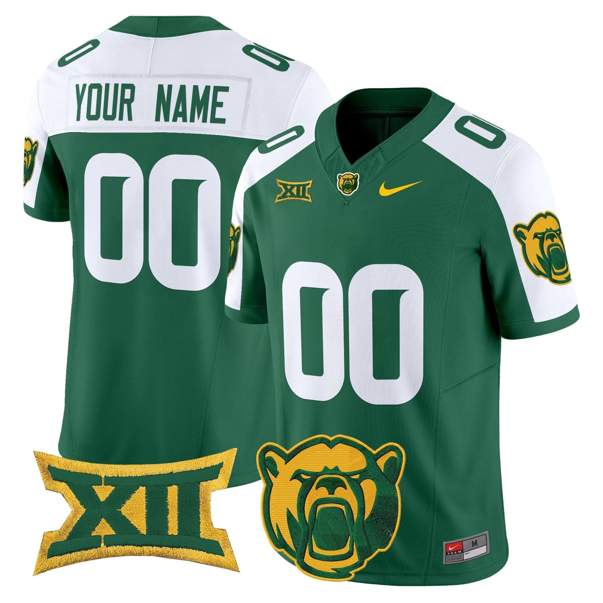 Custom Baylor Bears Jersey Name, Number 2025 Limited Stitched Green Alternate by NCAA Football Jersey