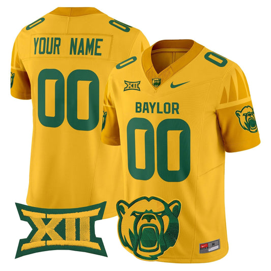 Custom Baylor Bears Jersey Name, Number 2025 V2 Stitched Gold by NCAA Football Jersey