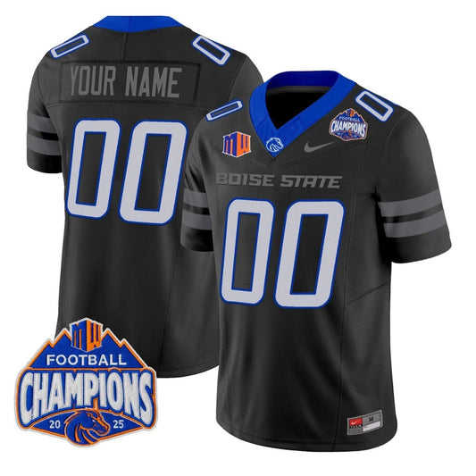 Custom Boise State Broncos Jersey 2025 Mountain West Champions Stitched Black by NCAA Football Jersey