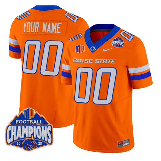 Custom Boise State Broncos Jersey 2025 Mountain West Champions Stitched Orange by NCAA Football Jersey