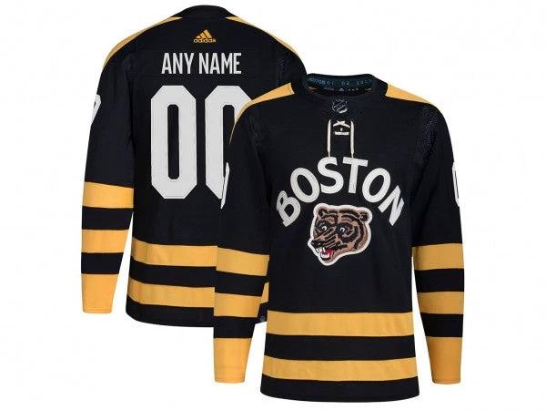 Custom Boston Bruins Black 2023 Winter Classic Jersey by Hockey David