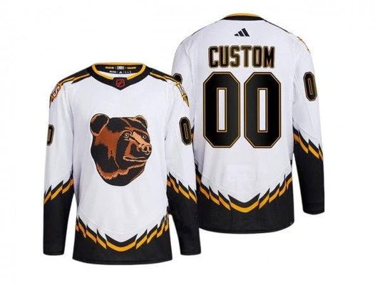 Custom Boston Bruins White Reverse Retro 2.0 Jersey by Hockey David