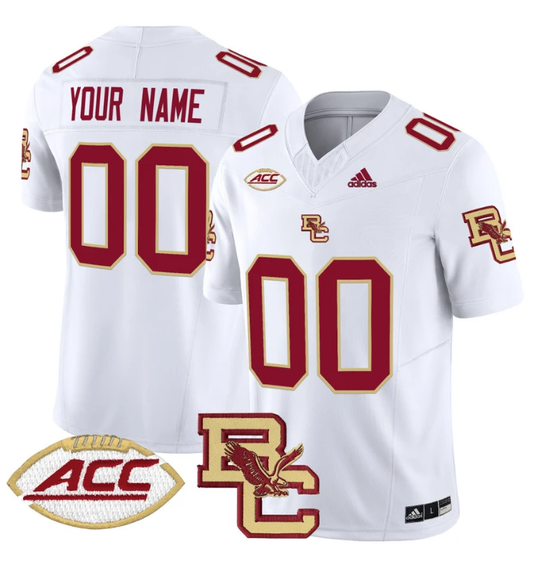 Custom Boston College Eagles Jersey 2024 Limited Stitched White by NCAA Football Jersey