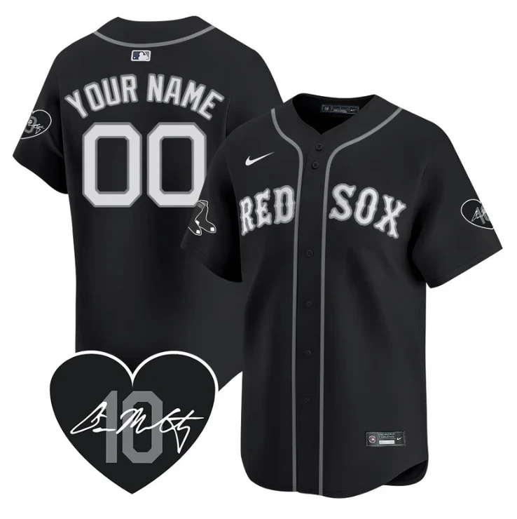 Custom Boston Red Sox Jersey Dave McCarty Memorial Patch Stitched Black by My Store