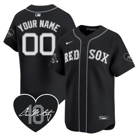 Custom Boston Red Sox Jersey Dave McCarty Memorial Patch Stitched Black by My Store