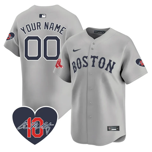 Custom Boston Red Sox Jersey Dave McCarty Memorial Patch Stitched Gray by My Store