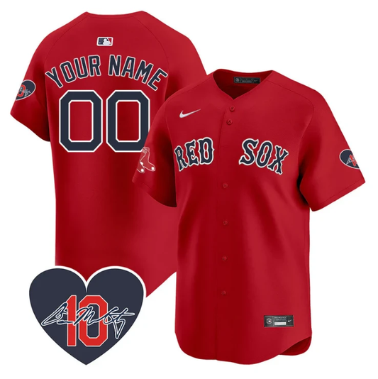 Custom Boston Red Sox Jersey Dave McCarty Memorial Patch Stitched Red by My Store
