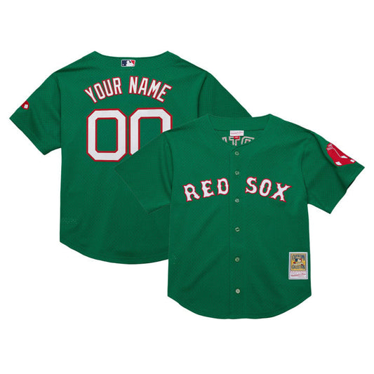Custom Boston Red Sox Jersey Throwback Cooperstown Collection Stitched Green by My Store