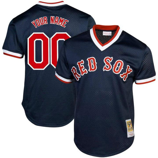 Custom Boston Red Sox Jersey Throwback Cooperstown Collection Stitched Navy by My Store