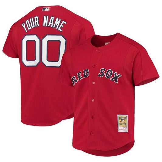 Custom Boston Red Sox Jersey Throwback Cooperstown Collection Stitched Red by My Store