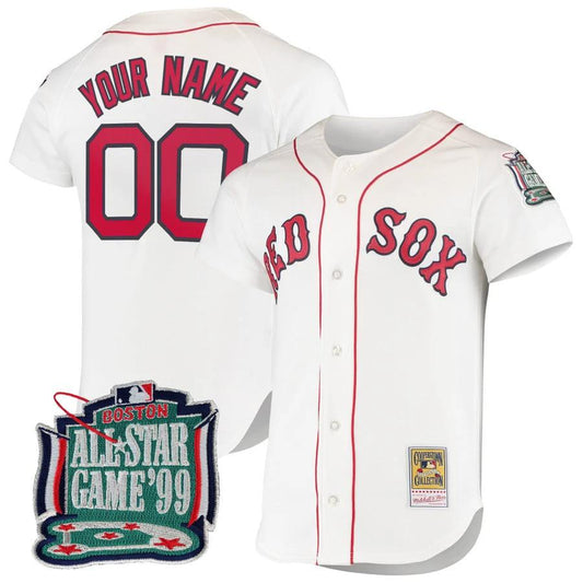 Custom Boston Red Sox Jersey Throwback Cooperstown Collection Stitched White by My Store