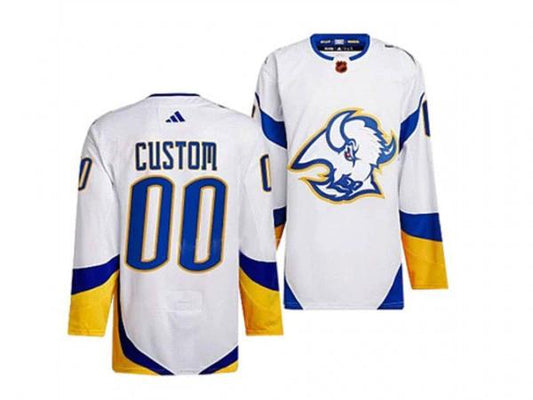 Custom Buffalo Sabres White Reverse Retro 2.0 Jersey by Hockey David