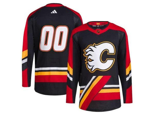 Custom Calgary Flames Black Reverse Retro 2.0 Jersey by Hockey David
