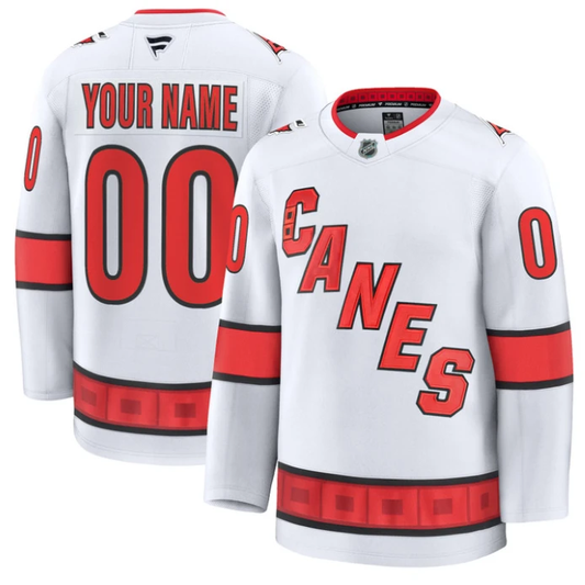 Custom Carolina Hurricanes Jersey Name and Number Premium All Stitched White by Hockey David