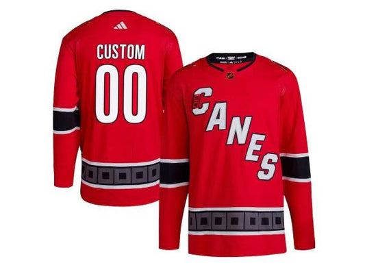 Custom Carolina Hurricanes Red Reverse Retro 2.0 Jersey by Hockey David