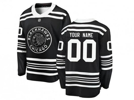 Custom Chicago Blackhawks Black Winter Classic Jersey by Hockey David
