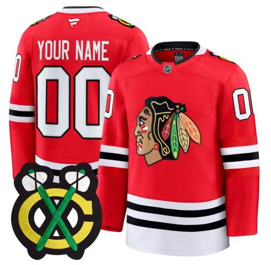 Custom Chicago Blackhawks Jersey Name, Number Premium All Stitched Red by Hockey David