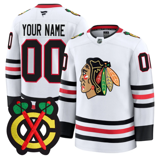 Custom Chicago Blackhawks Jersey Name, Number Premium All Stitched White by Hockey David