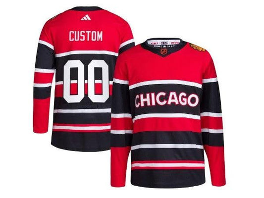 Custom Chicago Blackhawks Red&Black Reverse Retro 2.0 Jersey by Hockey David