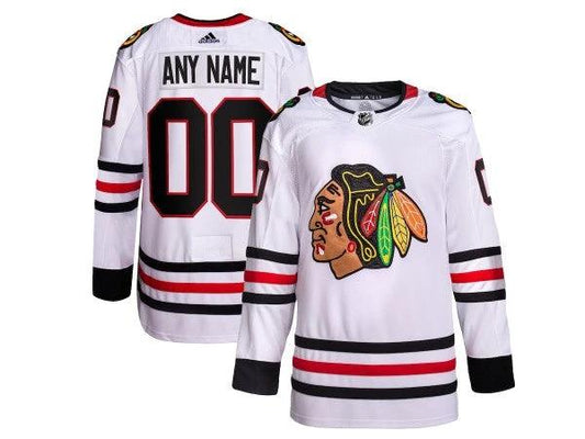 Custom Chicago Blackhawks White Away Jersey by Hockey David