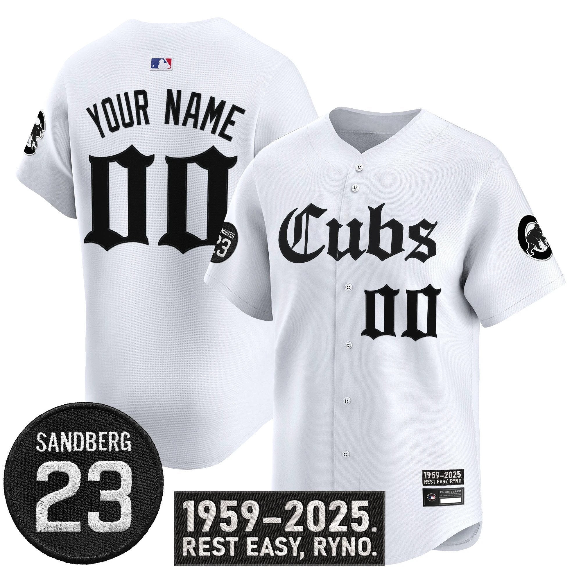 Custom Chicago Cubs Jersey Ryne Sandberg Tribute Limited Stitched White by My Store