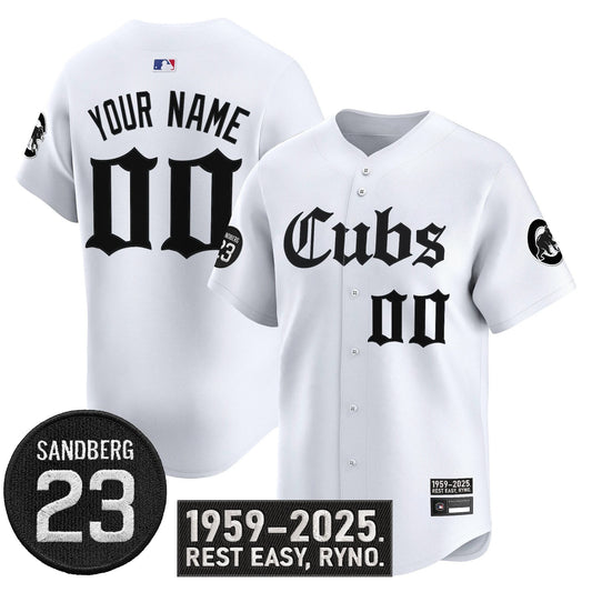 Custom Chicago Cubs Jersey Ryne Sandberg Tribute Limited Stitched White by My Store
