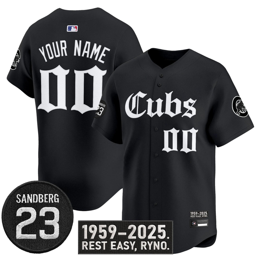 Custom Chicago Cubs Jersey Ryne Sandberg Tribute Limited Stitched Black by My Store