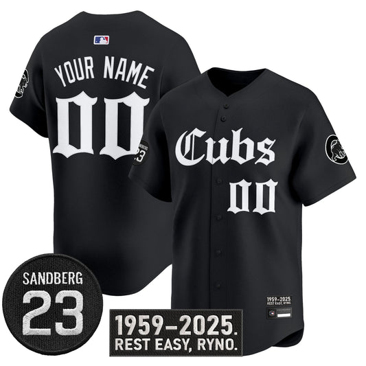 Custom Chicago Cubs Jersey Ryne Sandberg Tribute Limited Stitched Black by My Store