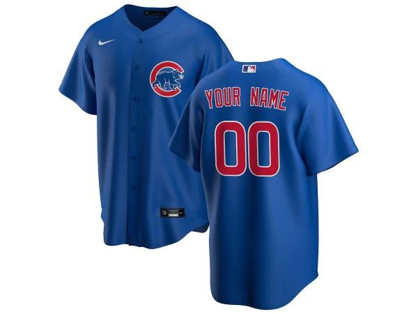 Custom Chicago Cubs Cool Base Jersey - Blue by My Store