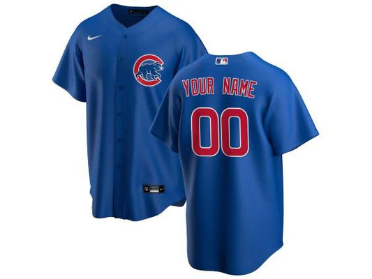 Custom Chicago Cubs Cool Base Jersey - Blue by My Store