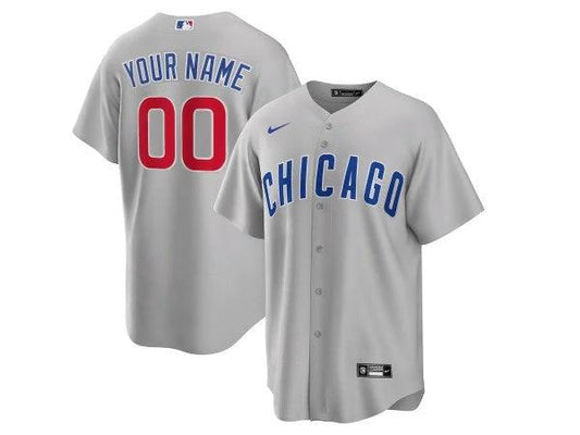 Custom Chicago Cubs Cool Base Jersey - Gray by My Store